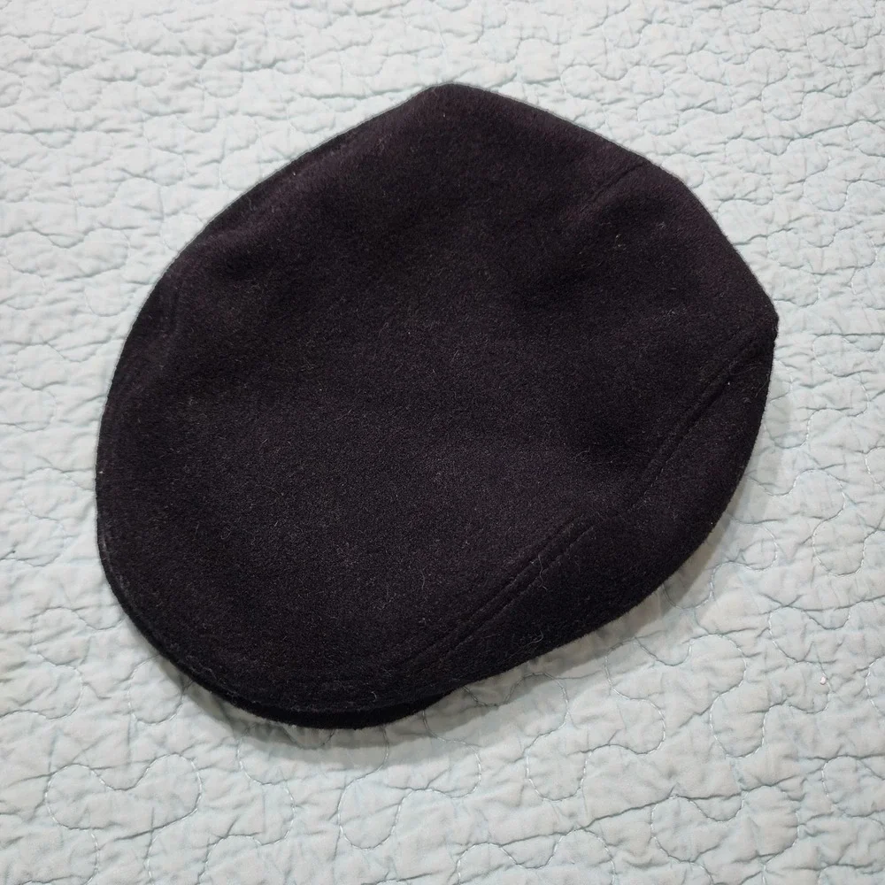 Kids R Us Black Wool Blend Newsboy Flat Cap Hat Sz 4T Elastic Back Vintage Style